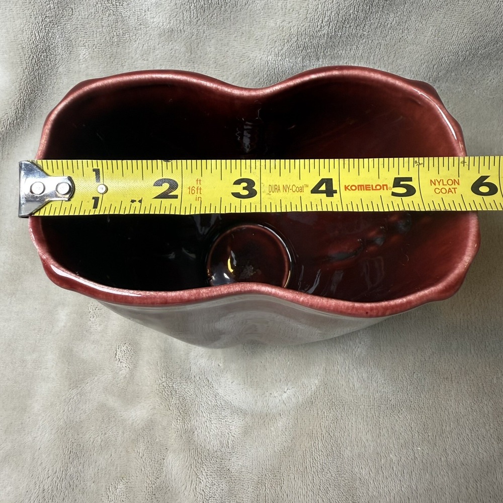 Vintage Burgandy Red Pottery Vase Heart Shaped USA 230 - Picture 6 of 7